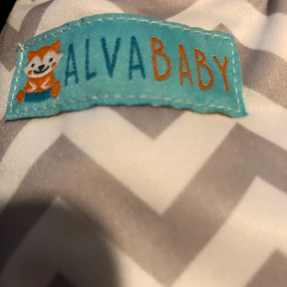 Alva Baby Cloth Diaper Cover Grey White Chevron Stripe 2 Inserts Multiple Adjust